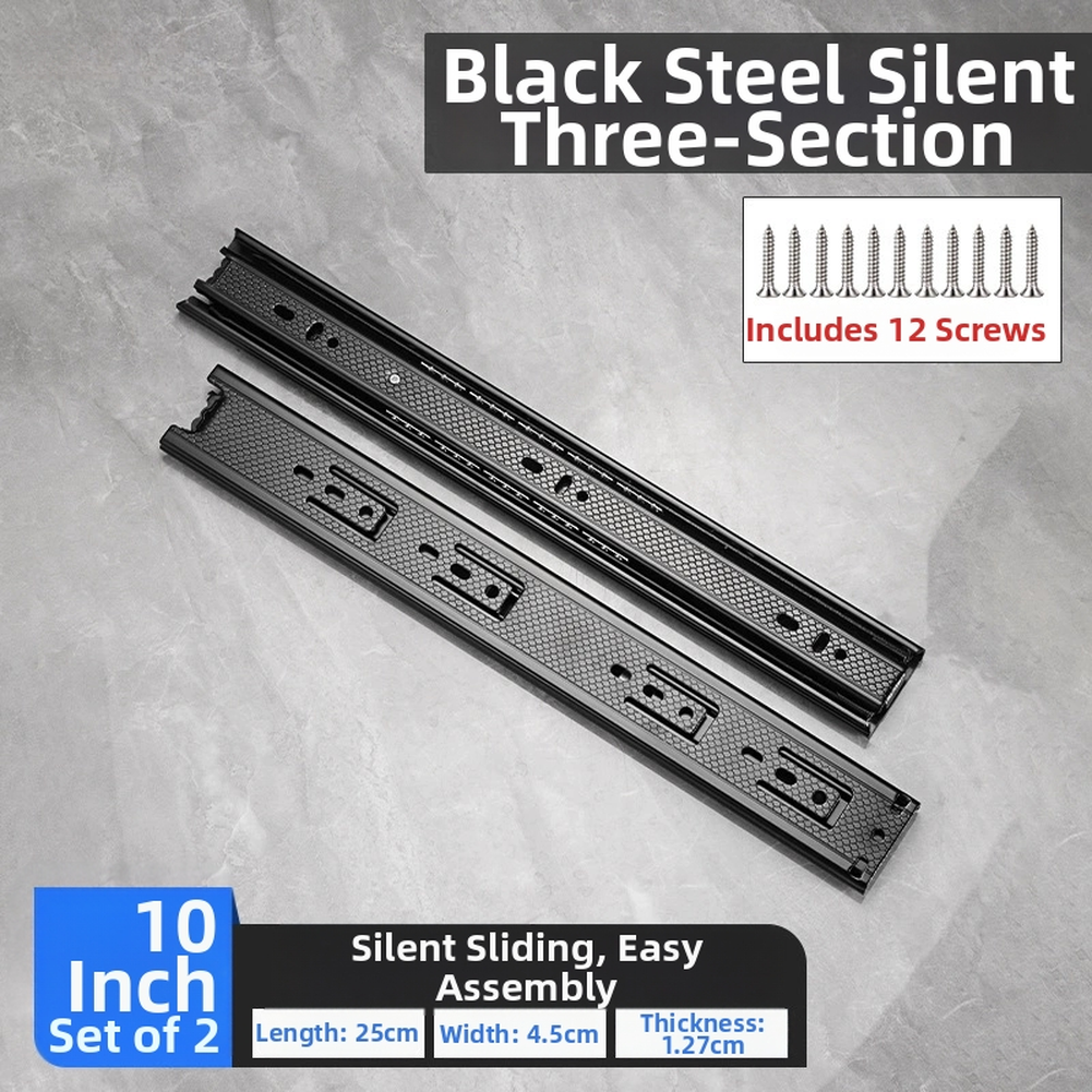 40mm Wide Heavy Duty Three Section Drawer Slides Extended Silent for Drawers