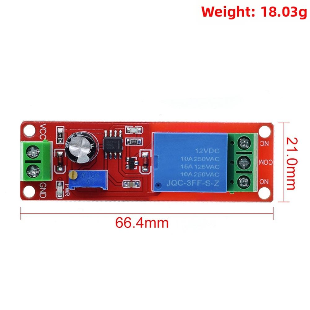 DC 5V 12V Powered NE555 Time Delay Relay Module Supporting Up to 2000W AC Load