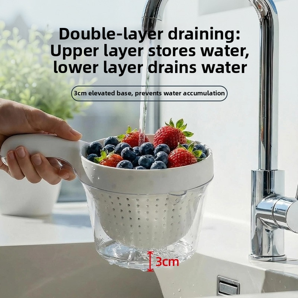 Rinse and Drain Tool with Two Level Design for Home Kitchen Vegetable Prep