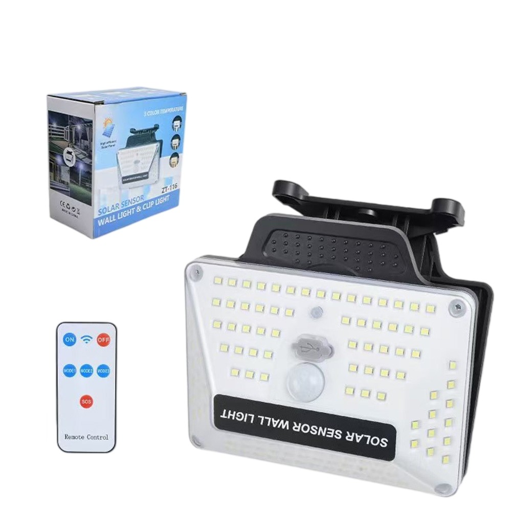 Solar Powered Clip Light 1500LM 3 Modes Dim to Bright Always On for Yard Fence