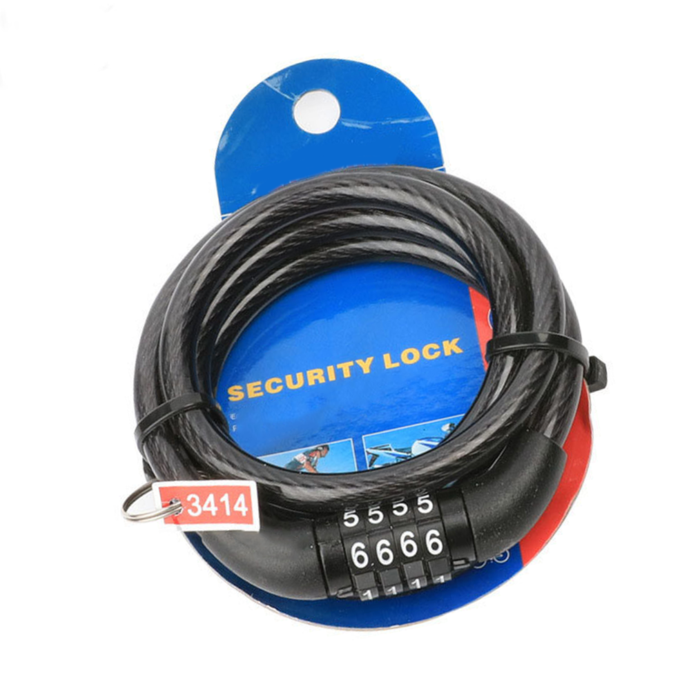 Robust Steel Wire Bicycle Lock 0.8x120cm Password Enabled Compact Carry