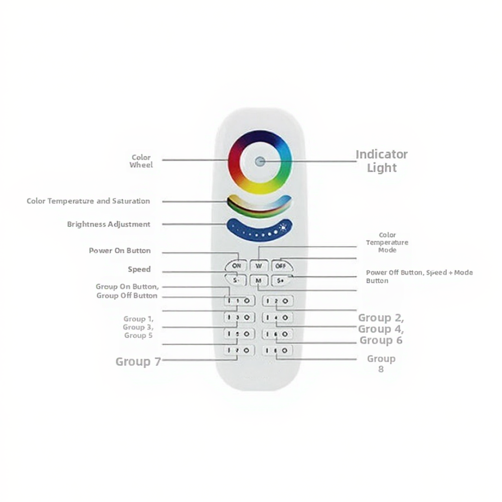 LED Controller RF2.4G 8-Group Touch for RGB RGBWC For CT Compatibility