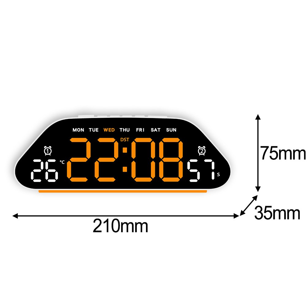 Wall Mounted Silent LED Alarm Clock Large Display Temp Humidity Sensor