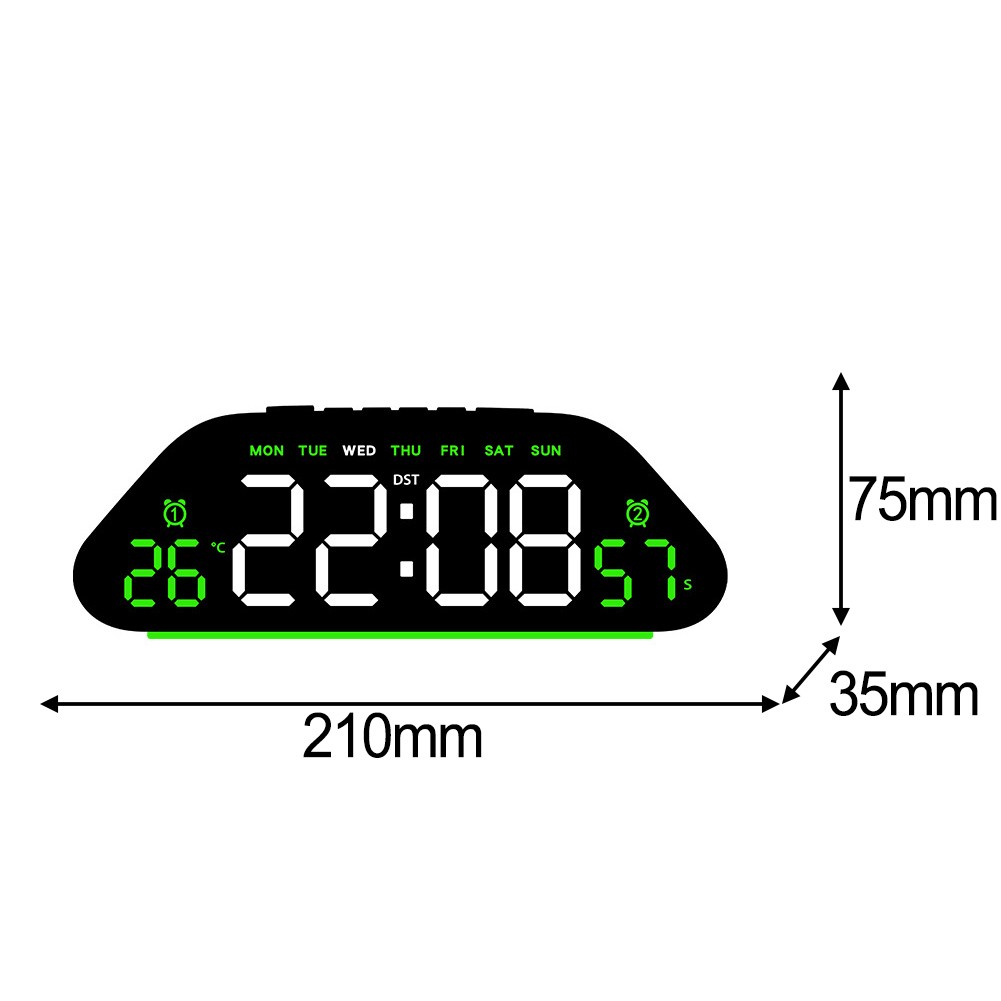 Wall Mounted Silent LED Alarm Clock Large Display Temp Humidity Sensor