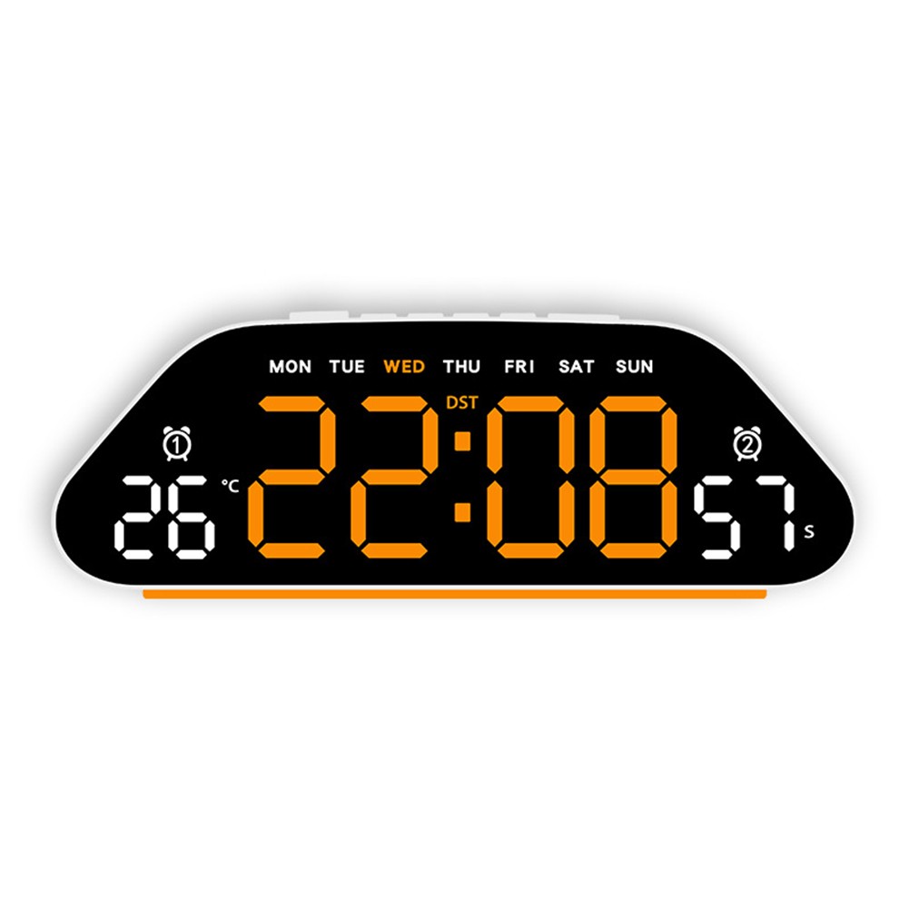 Wall Mounted Silent LED Alarm Clock Large Display Temp Humidity Sensor