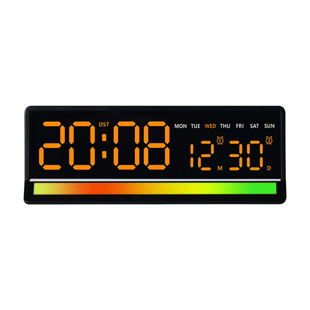 LED Clock with Colorful Microphone Aesthetic Time Date Day Alarm Features