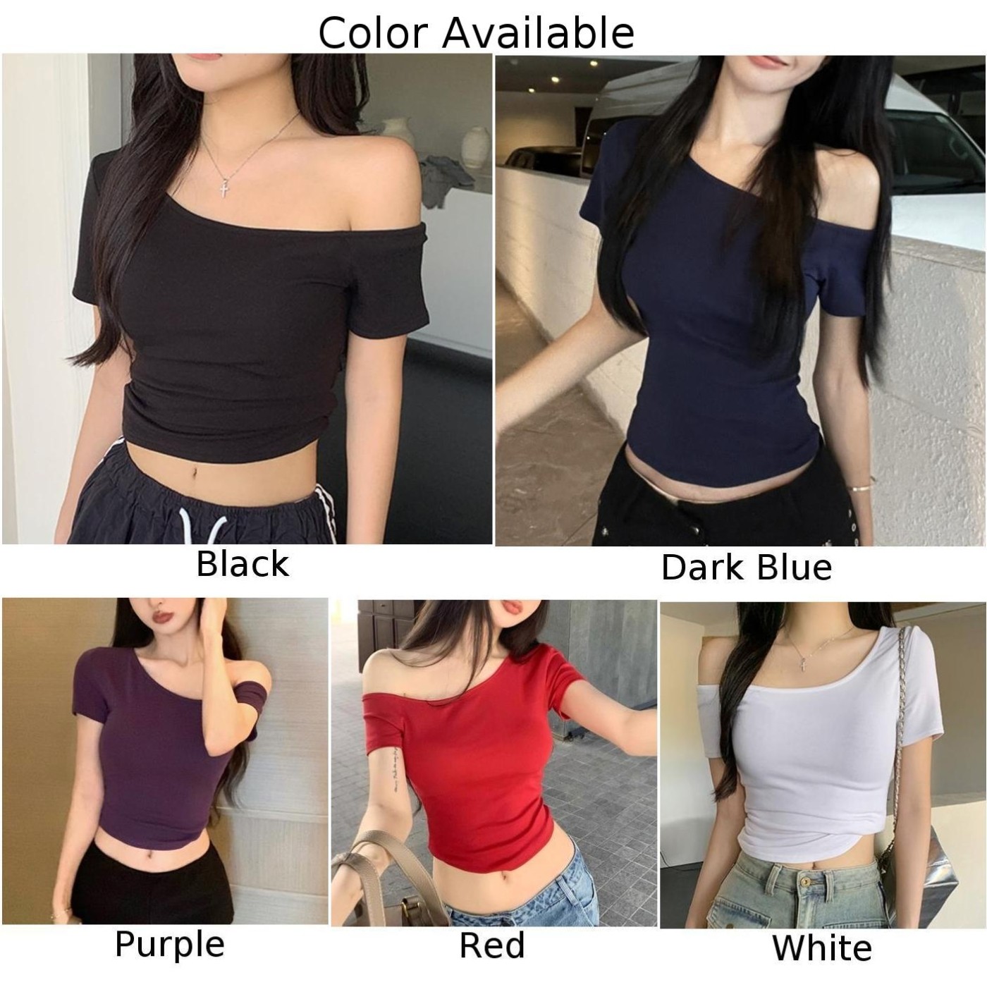 Women Off Shoulder Summer TShirts Slim Fit Casual Tops for Stylish Girls - Picture 5 of 44