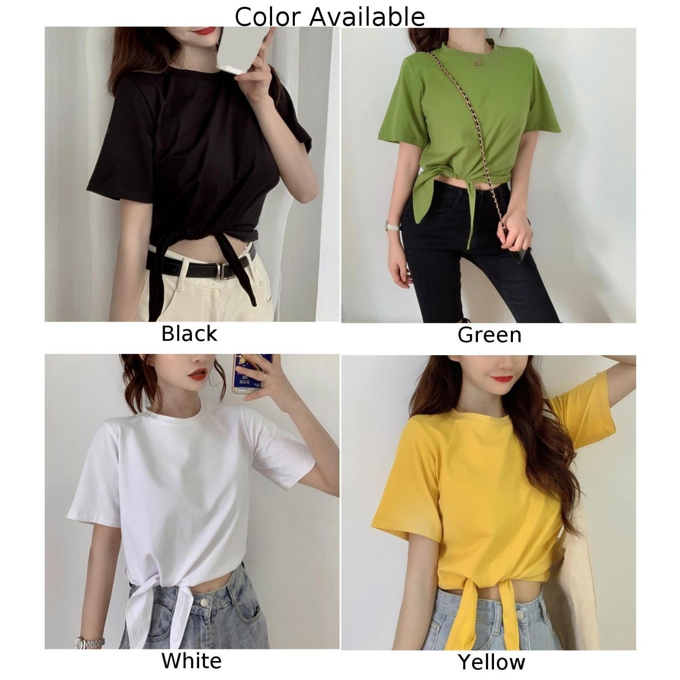 Trendy Women's Solid Color T Shirt with Short Sleeves for Summer Outings - Picture 5 of 54