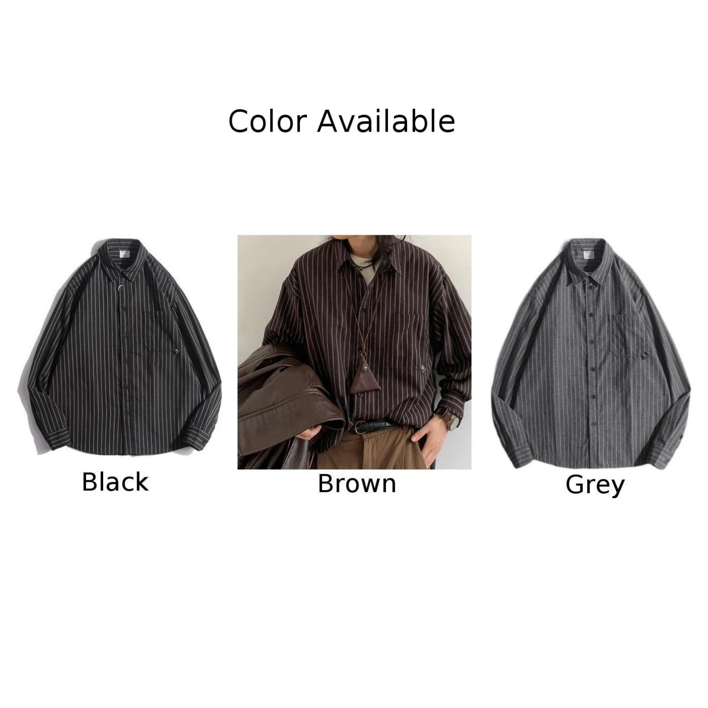 A Must Have Casual Unisex Loose Fit Striped Long Sleeve Fashion Shirts - Zdjęcie 9 z 16