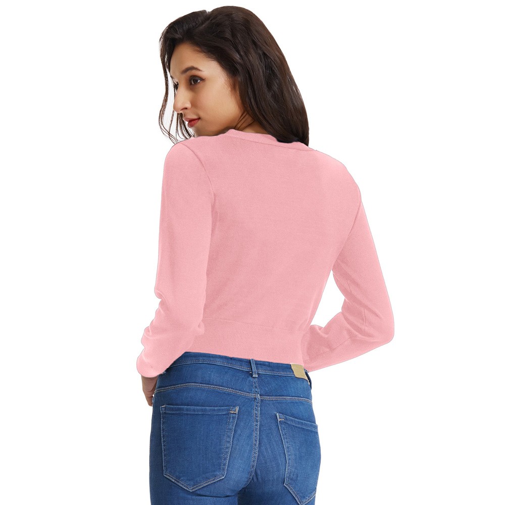 Fashion forward Knitting Coat Cardigan Women's VNeck Crop Cotton Knitwear - Picture 199 of 236