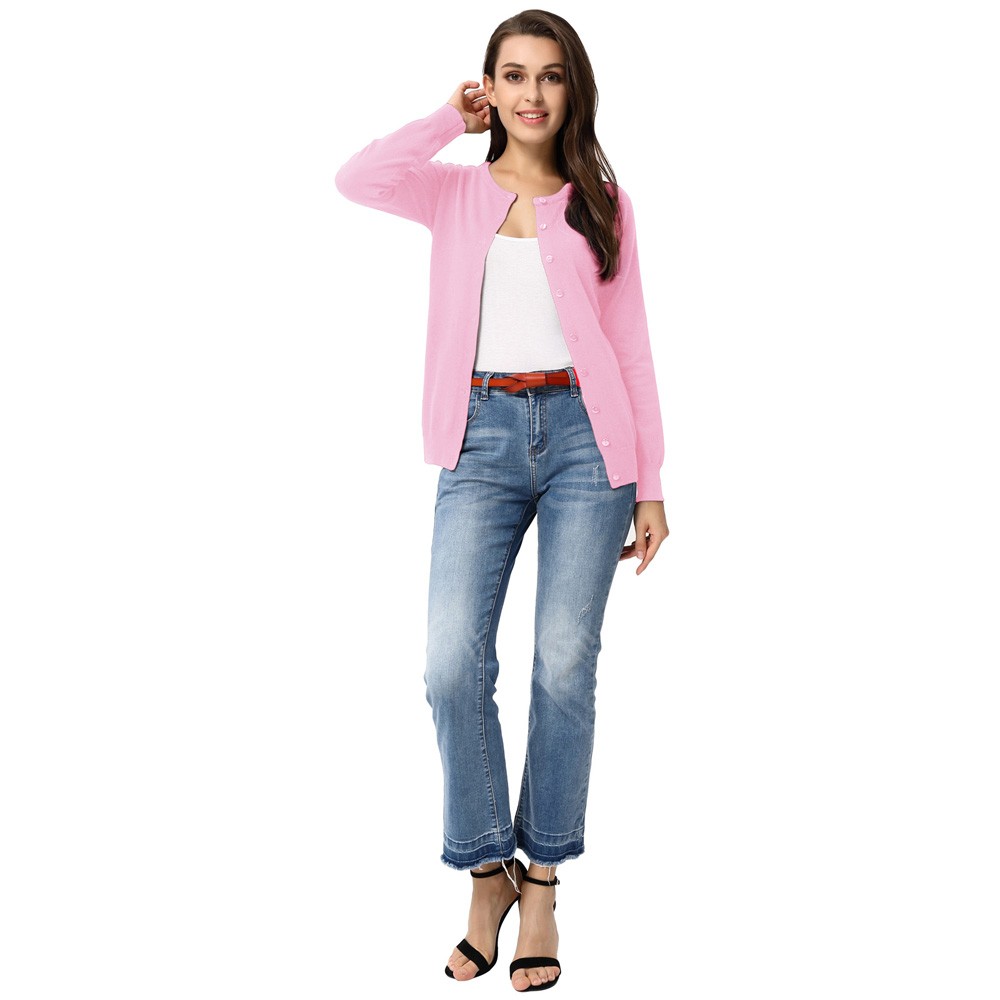 Trendy Knitwear Coat Tops for Women with Button Placket and Long Sleeve tendance