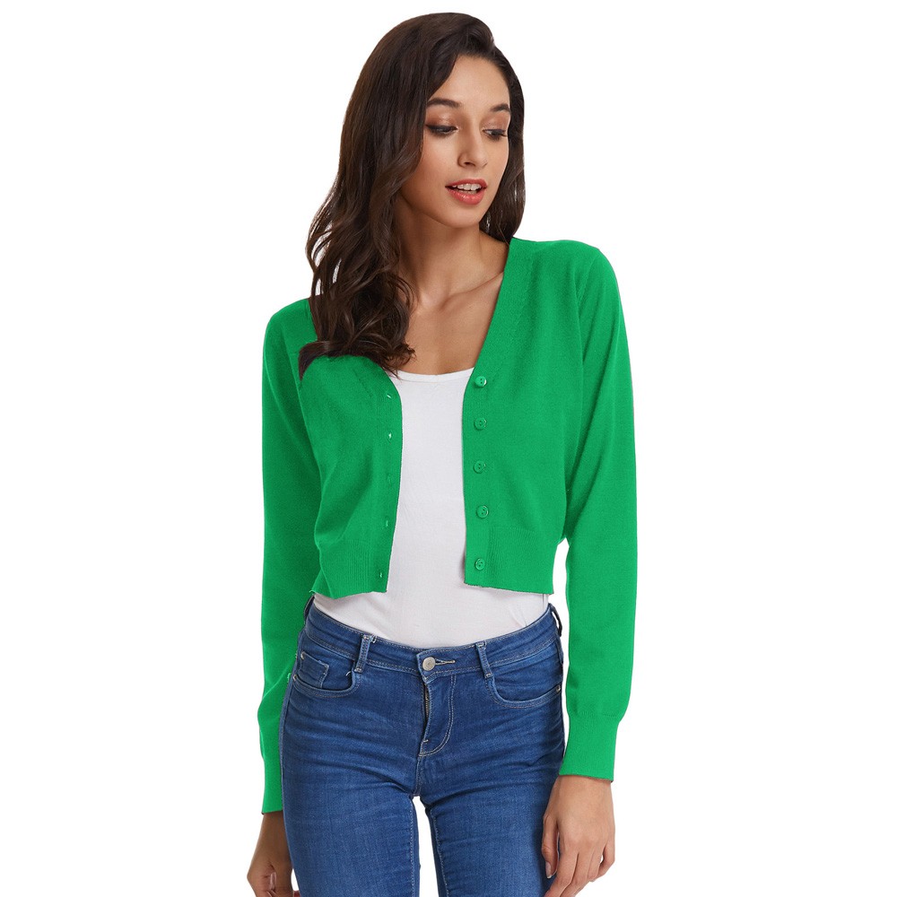 Classy V Neck Cropped Cotton Knitwear Knitting Coat Cardigan Check Your Size - Picture 214 of 236
