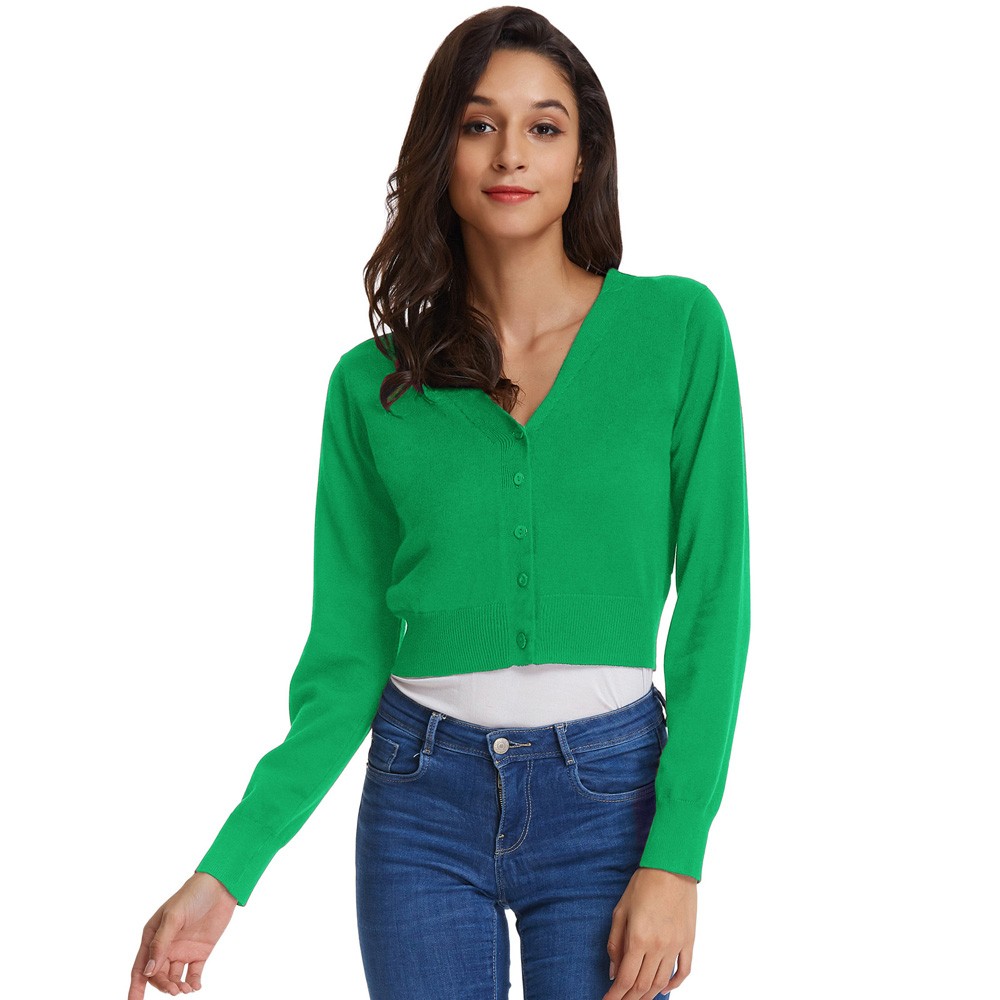 Classy V Neck Cropped Cotton Knitwear Knitting Coat Cardigan Check Your Size - Picture 216 of 236