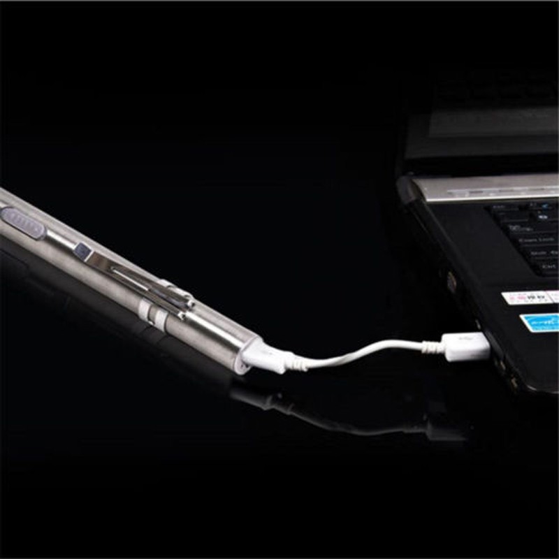 Lampe Stylo LED USB Rechargeable Acier Inoxydable 45-55 Lumens Poche Clip