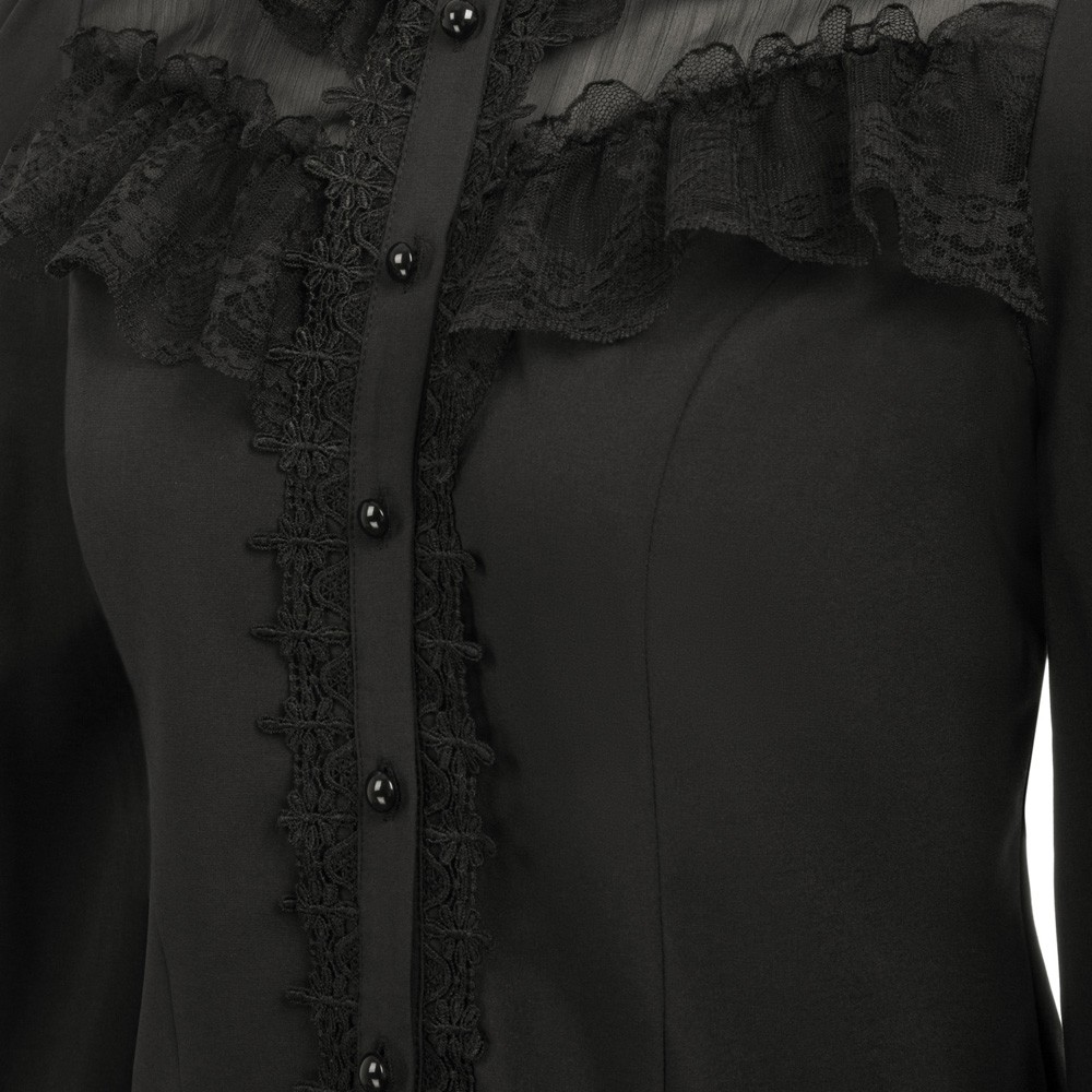 Fashionable Flared Sleeve Lace Stand Collar Vintage Women's Shirt Tops - Picture 18 of 24