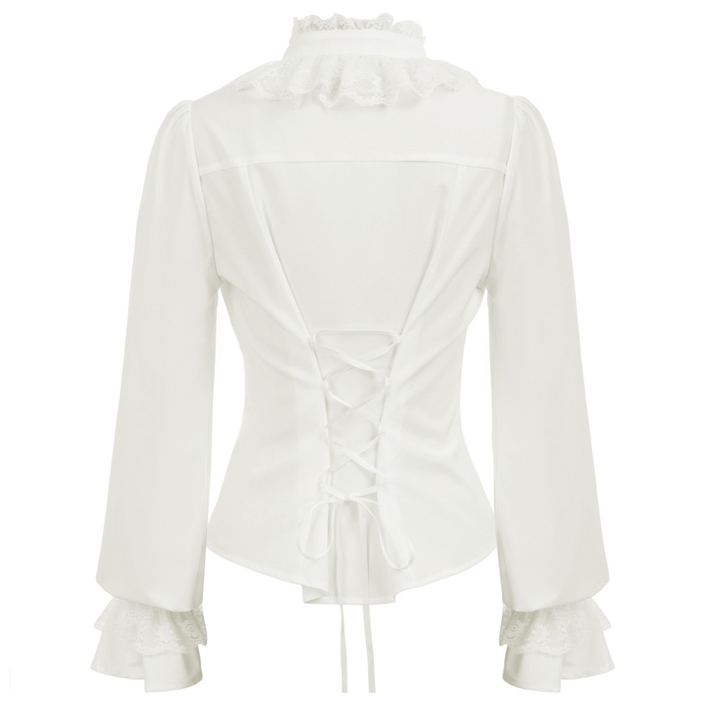Stylish Vintage Lace Shirt Tops with Stand Collar for Fashionable Women - Picture 27 of 52