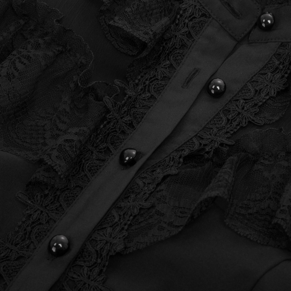 Fashionable Flared Sleeve Lace Stand Collar Vintage Women's Shirt Tops - Picture 22 of 24