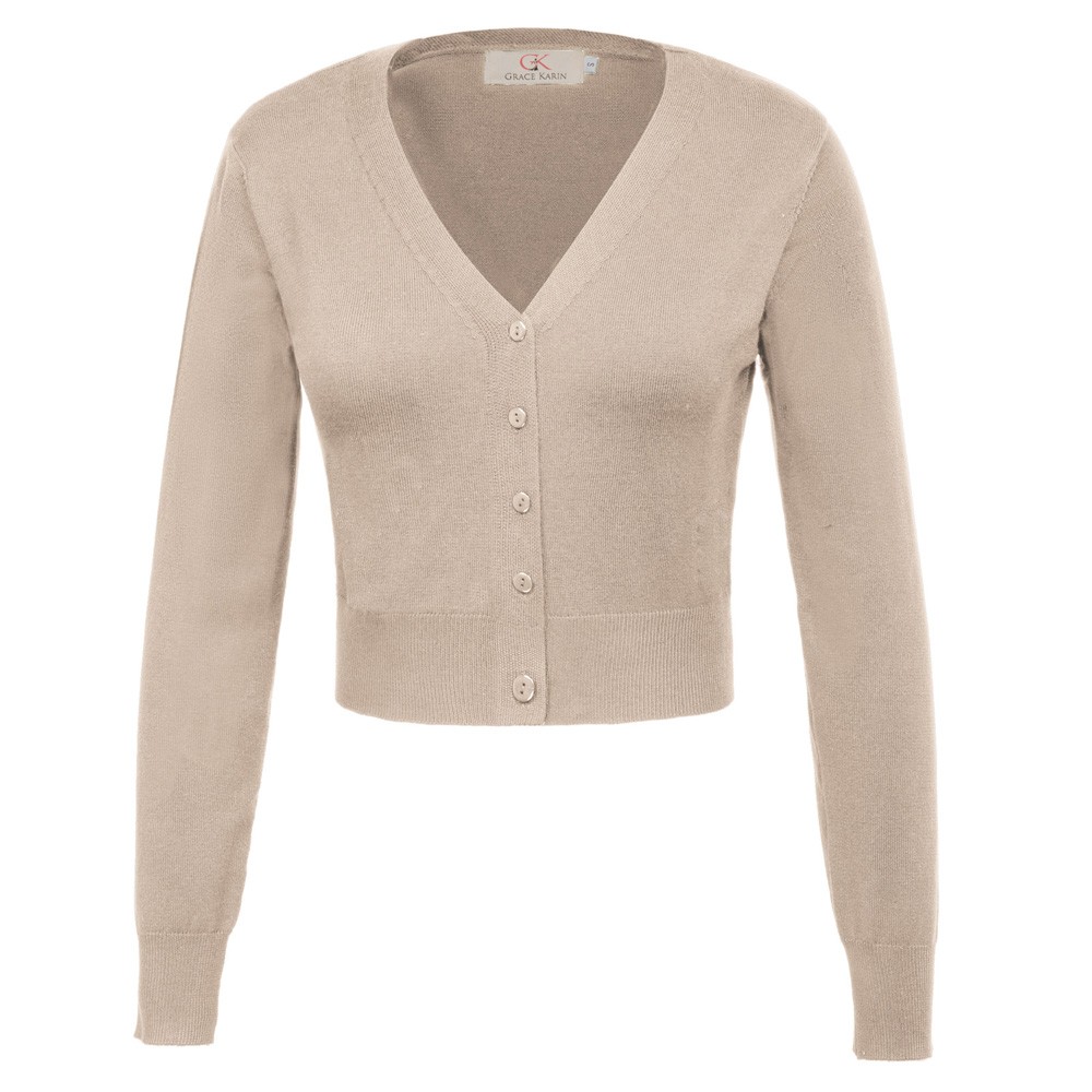 Fashion forward Knitting Coat Cardigan Women's VNeck Crop Cotton Knitwear - Picture 225 of 236