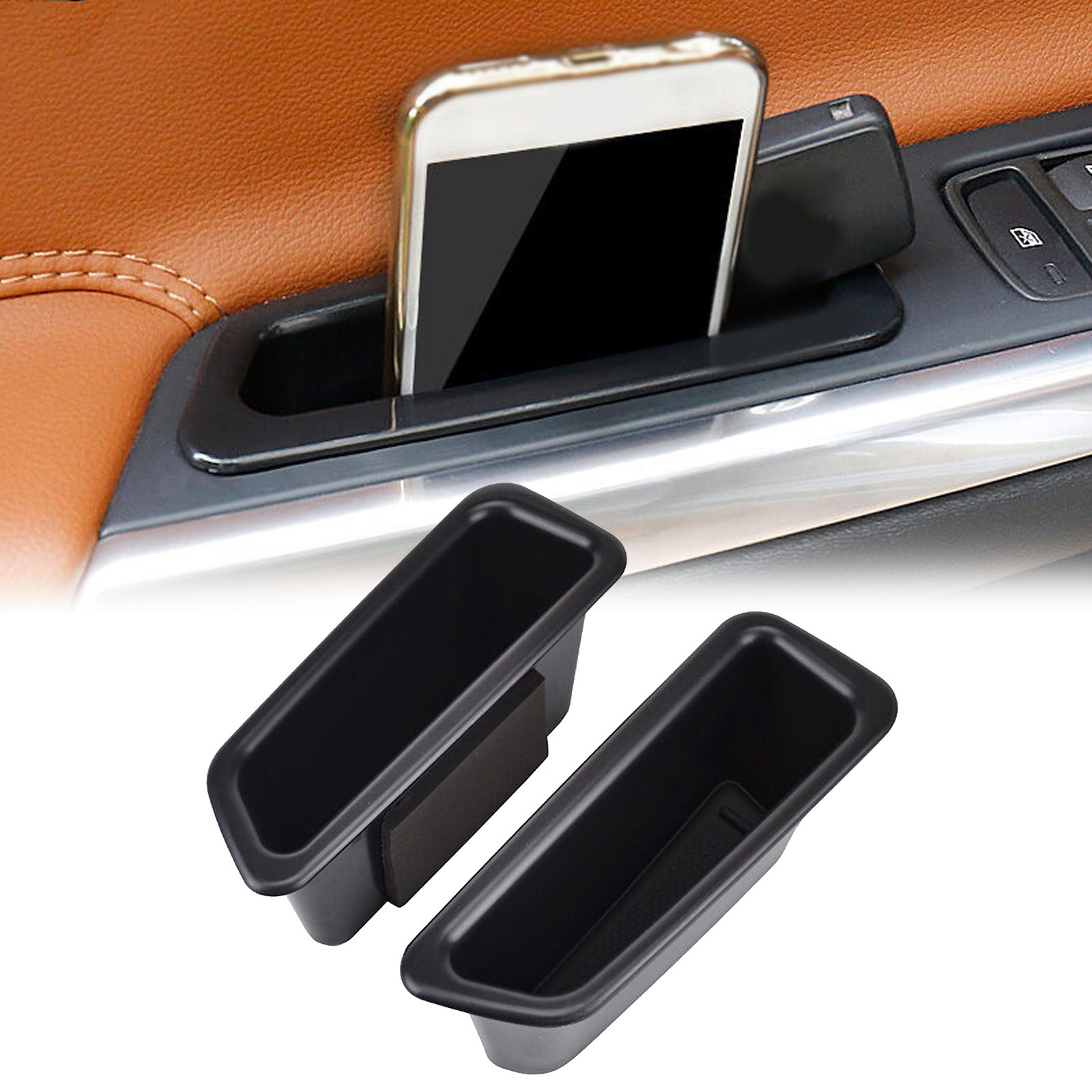 Auto Door Handle tray Storage Box Inner Black Plastic Front Accessories - Picture 2 of 7