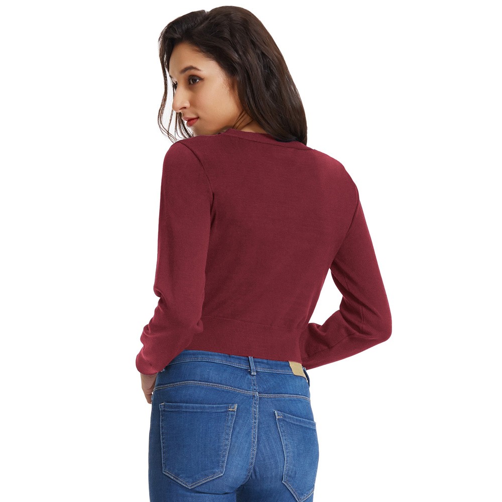 Fashion forward Knitting Coat Cardigan Women's VNeck Crop Cotton Knitwear - Picture 31 of 236