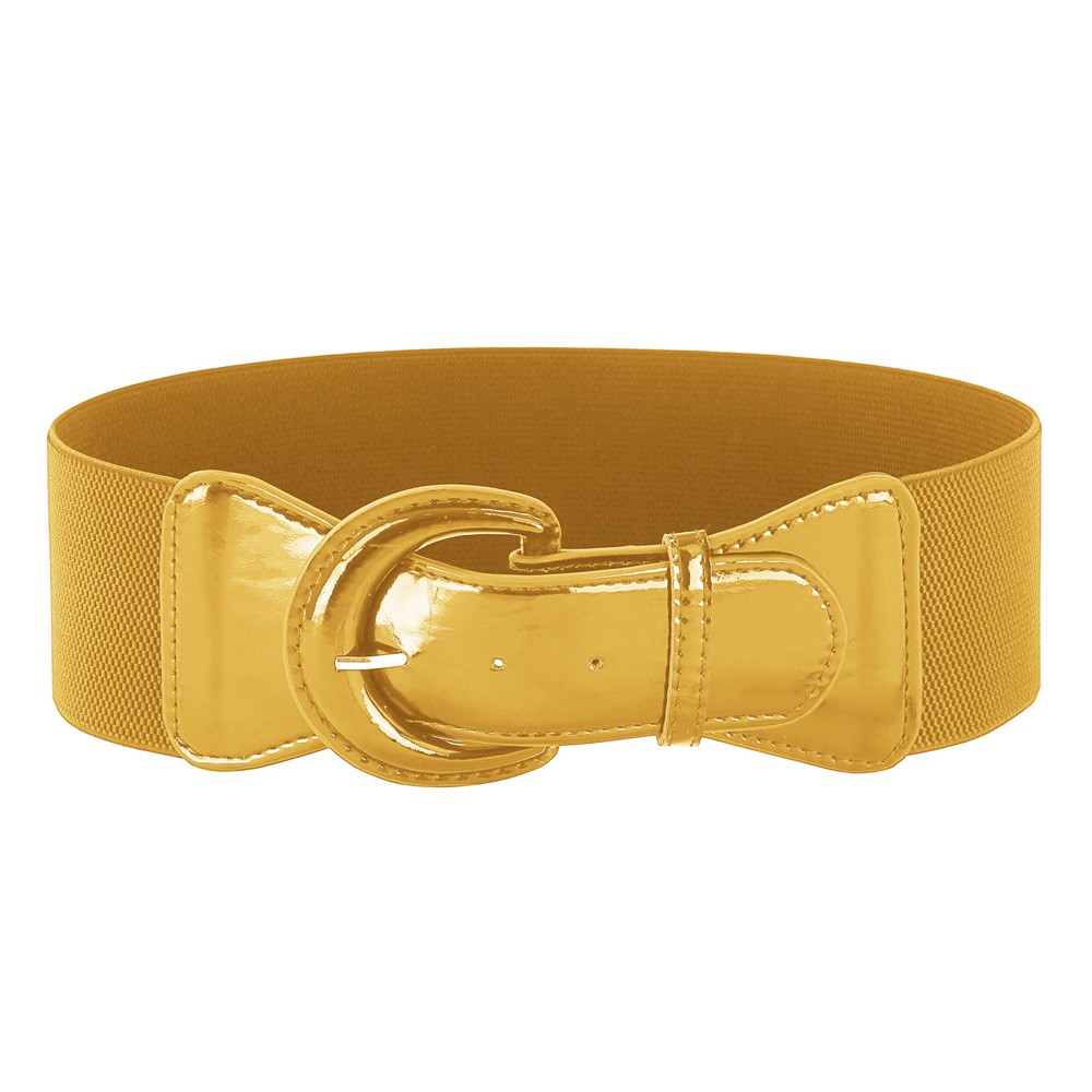 Elegant Women's Stretchy Elastic Waist Belt Wide Polyurethane Leather Band - Picture 56 of 129