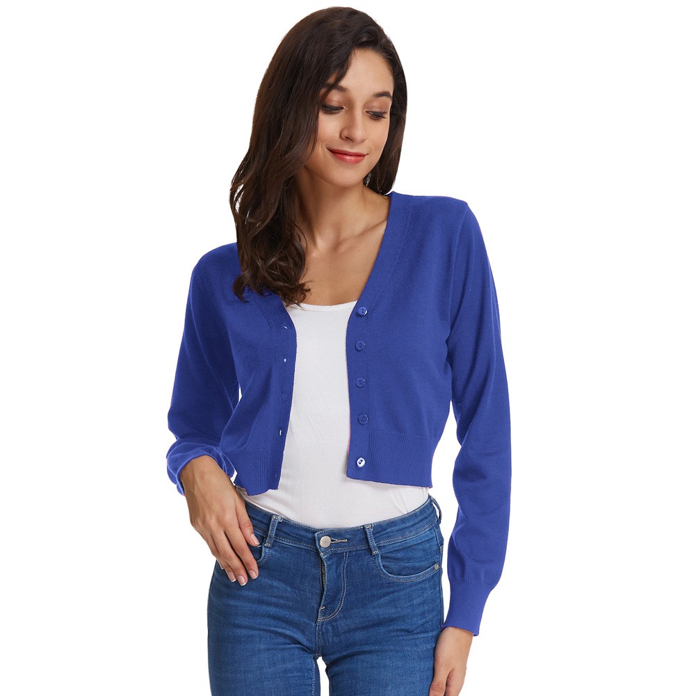 Classy V Neck Cropped Cotton Knitwear Knitting Coat Cardigan Check Your Size - Picture 84 of 236