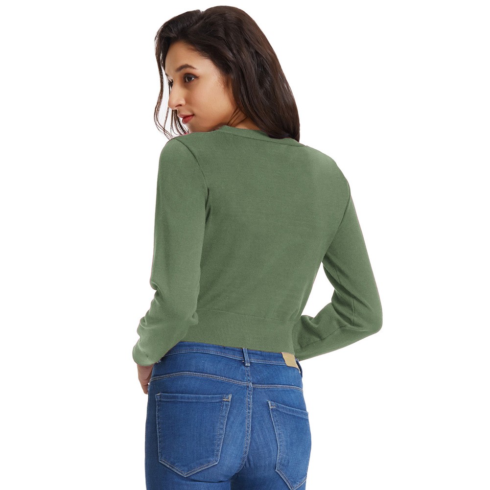 Fashion forward Knitting Coat Cardigan Women's VNeck Crop Cotton Knitwear - Picture 55 of 236