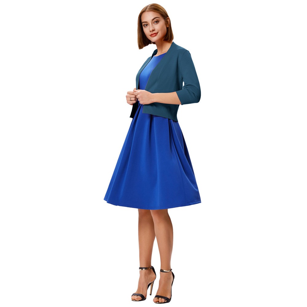 GK Womens 34 Sleeve Front Open Cropped Knitting Coat Top for Casual Wear - Picture 57 of 84