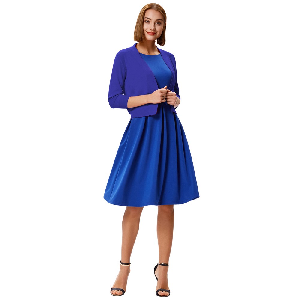 GK Womens 34 Sleeve Front Open Cropped Knitting Coat Top for Casual Wear - Picture 69 of 84