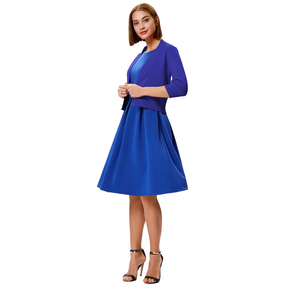 GK Womens 34 Sleeve Front Open Cropped Knitting Coat Top for Casual Wear - Picture 68 of 84