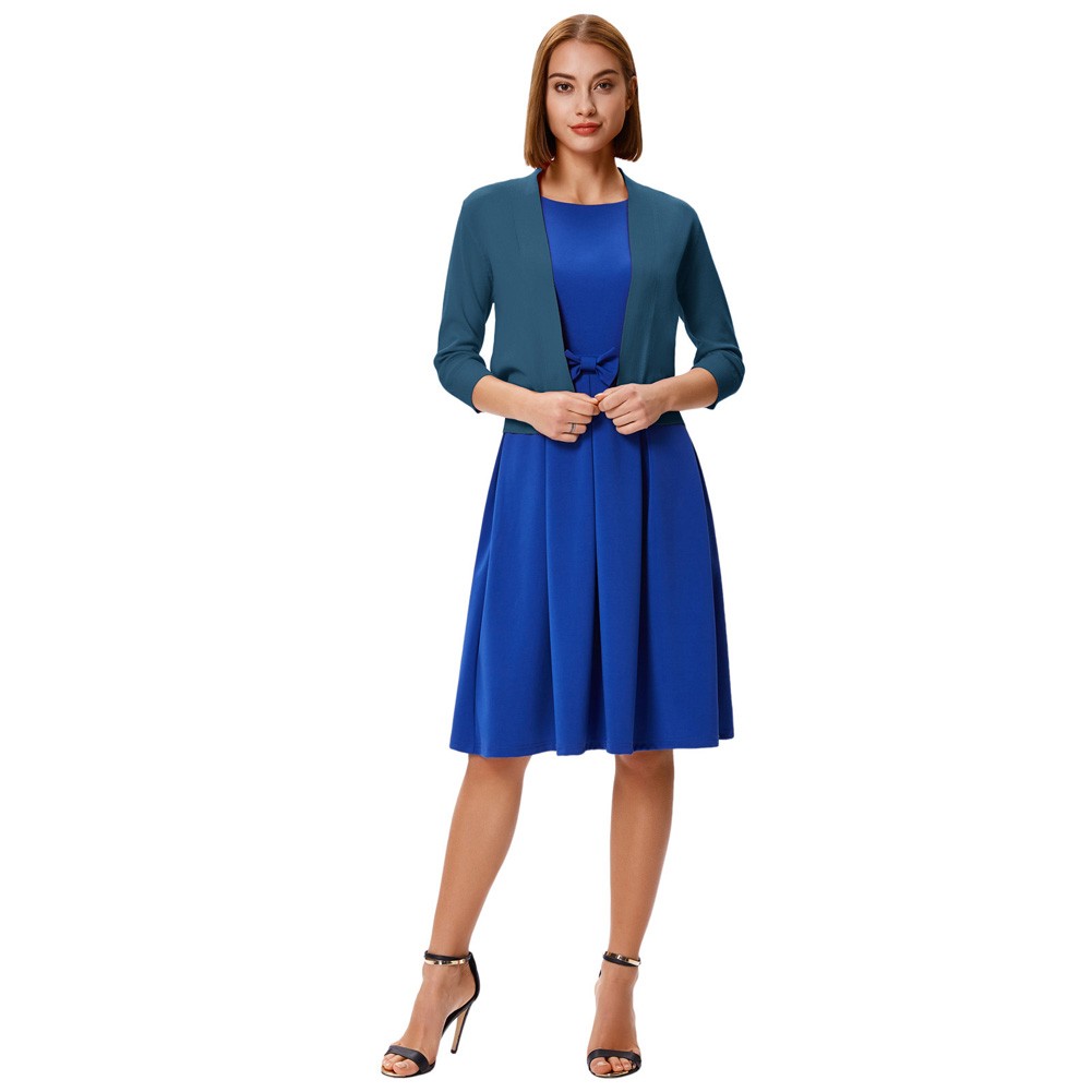 GK Womens 34 Sleeve Front Open Cropped Knitting Coat Top for Casual Wear - Picture 36 of 84