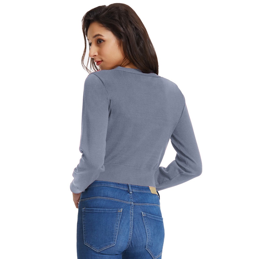 Fashion forward Knitting Coat Cardigan Women's VNeck Crop Cotton Knitwear - Picture 125 of 236