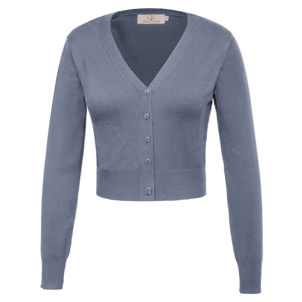 Fashion forward Knitting Coat Cardigan Women's VNeck Crop Cotton Knitwear - Picture 119 of 236