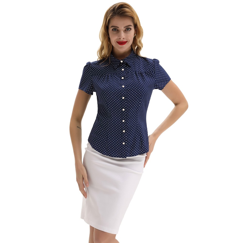 Shirt Square Collar Viscose Button placket Polyester Retro Short Sleeve - Picture 49 of 81