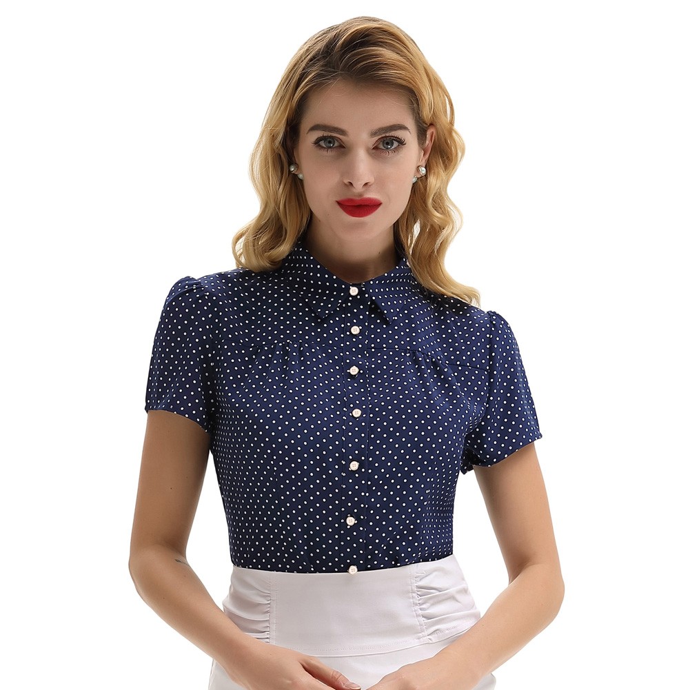 Shirt Square Collar Viscose Button placket Polyester Retro Short Sleeve - Picture 51 of 81