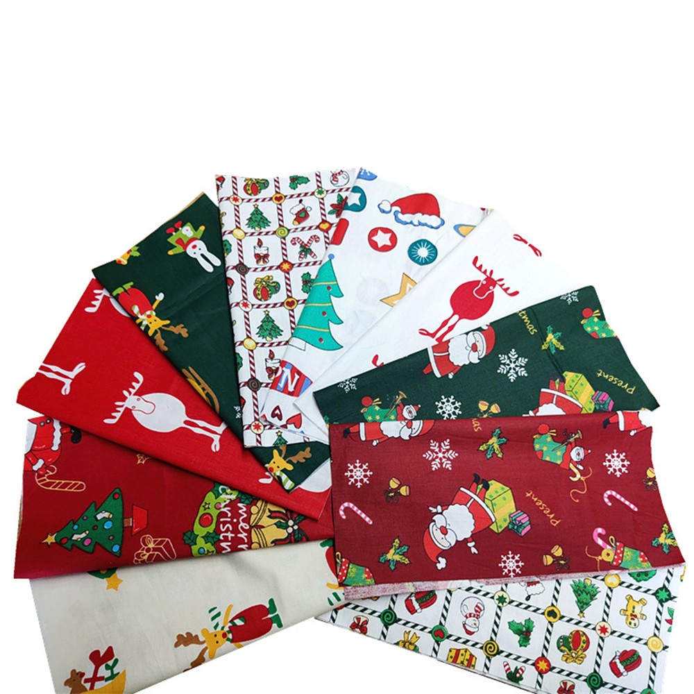 510PCS Christmas Cotton Fabric Remnants Quilting and Crafting Supplies