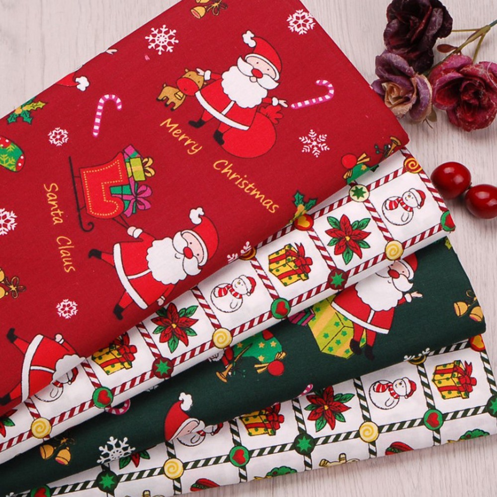 510PCS Christmas Cotton Fabric Remnants Quilting and Crafting Supplies