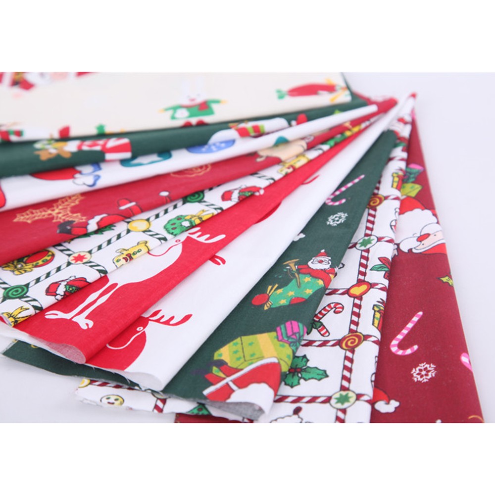 510PCS Christmas Cotton Fabric Remnants Quilting and Crafting Supplies