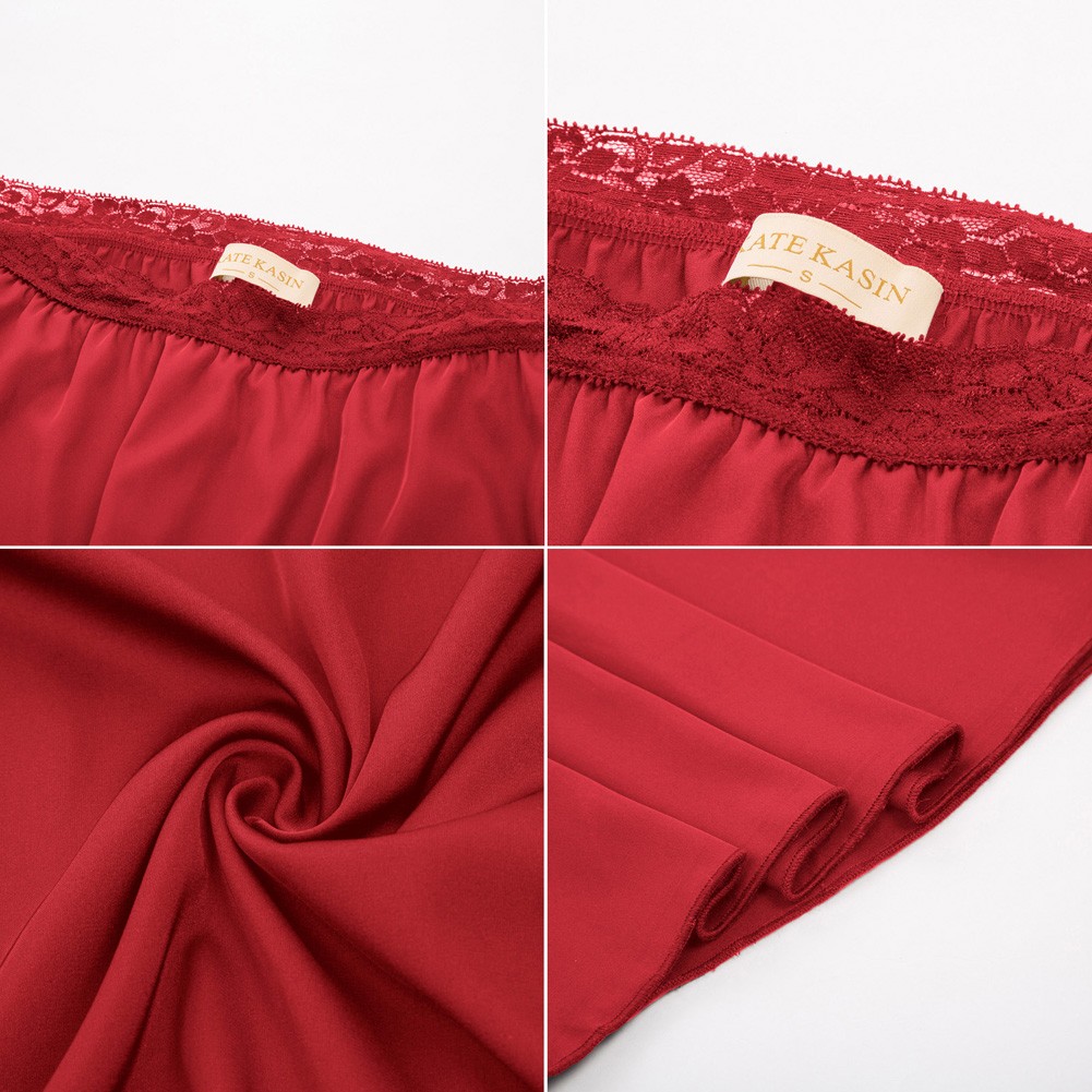 KK Women's Satin Half Slip Skirt with Lace Waist Detail for Added Style - Picture 15 of 27