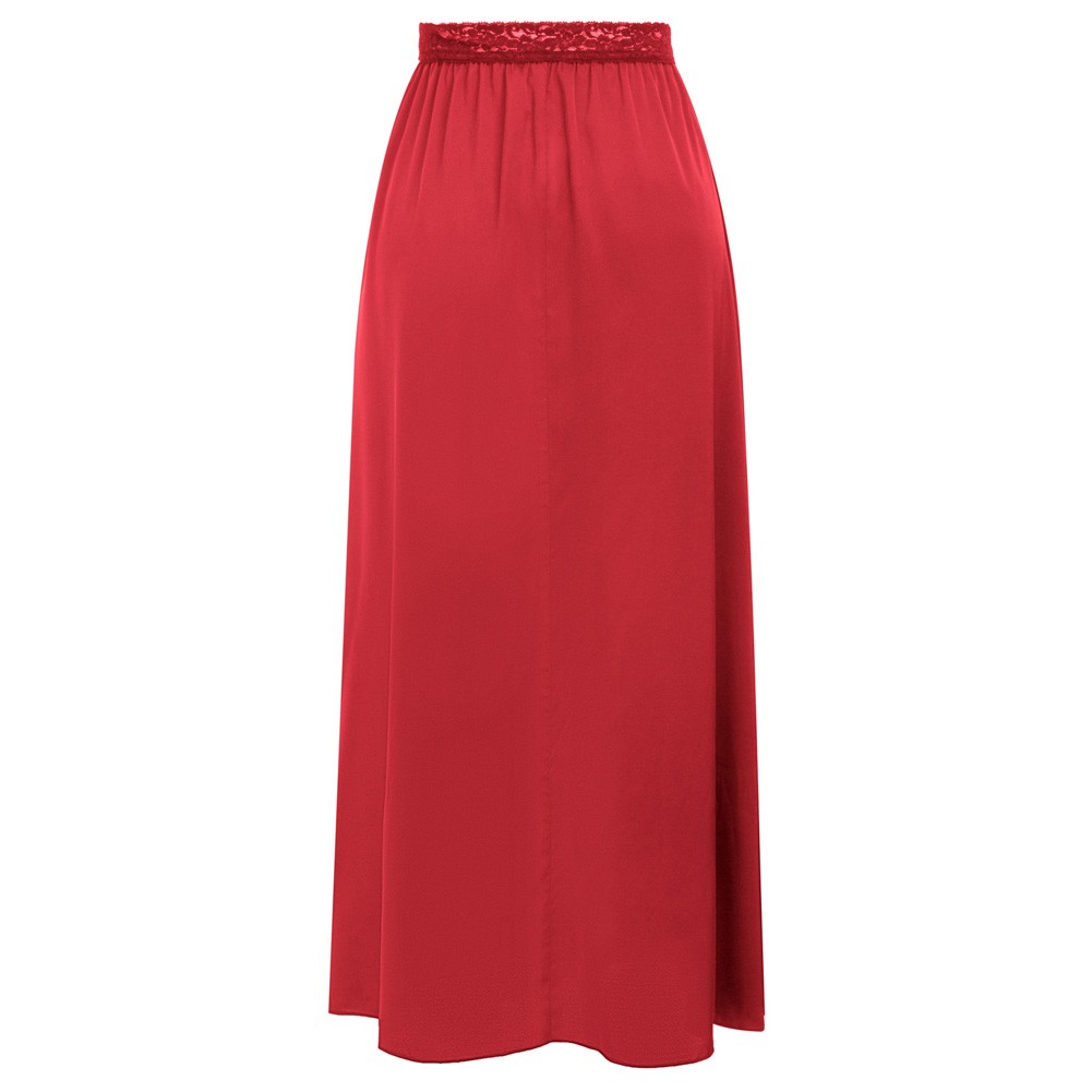 KK Women's Satin Half Slip Skirt with Lace Waist Detail for Added Style - Picture 14 of 27