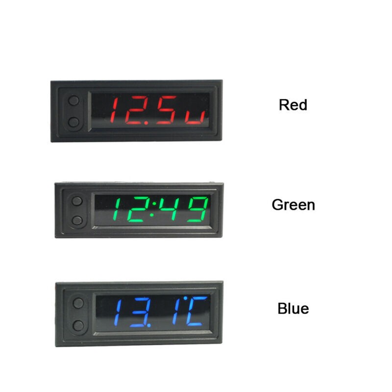 Auto-Voltmetro Orologio LED Display Digitale Interni Esterni Rosso 12V Veicolo ~ - Foto 20 di 29