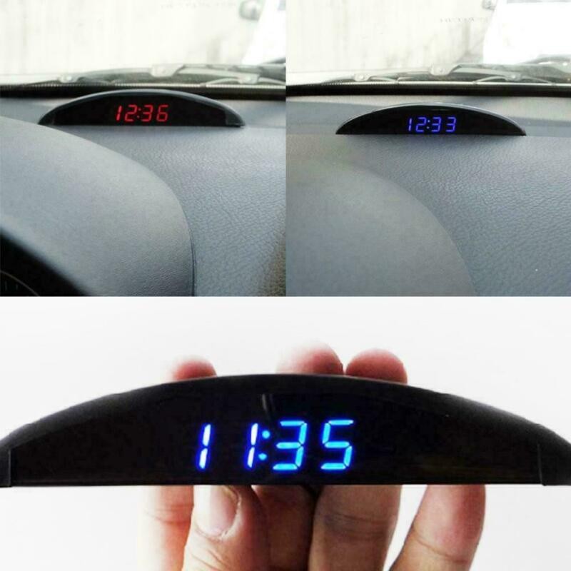 2 en 1 Multifonctionnel Mini Auto Voiture Horloge Électronique Thermomètre  Lumineux Led Affichage Numérique Tableau de Bord Horloge