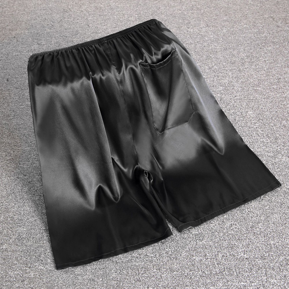 Men's Luxury Satin Sleepwear Shorts Elastic Waist Pajama Bottoms with ...