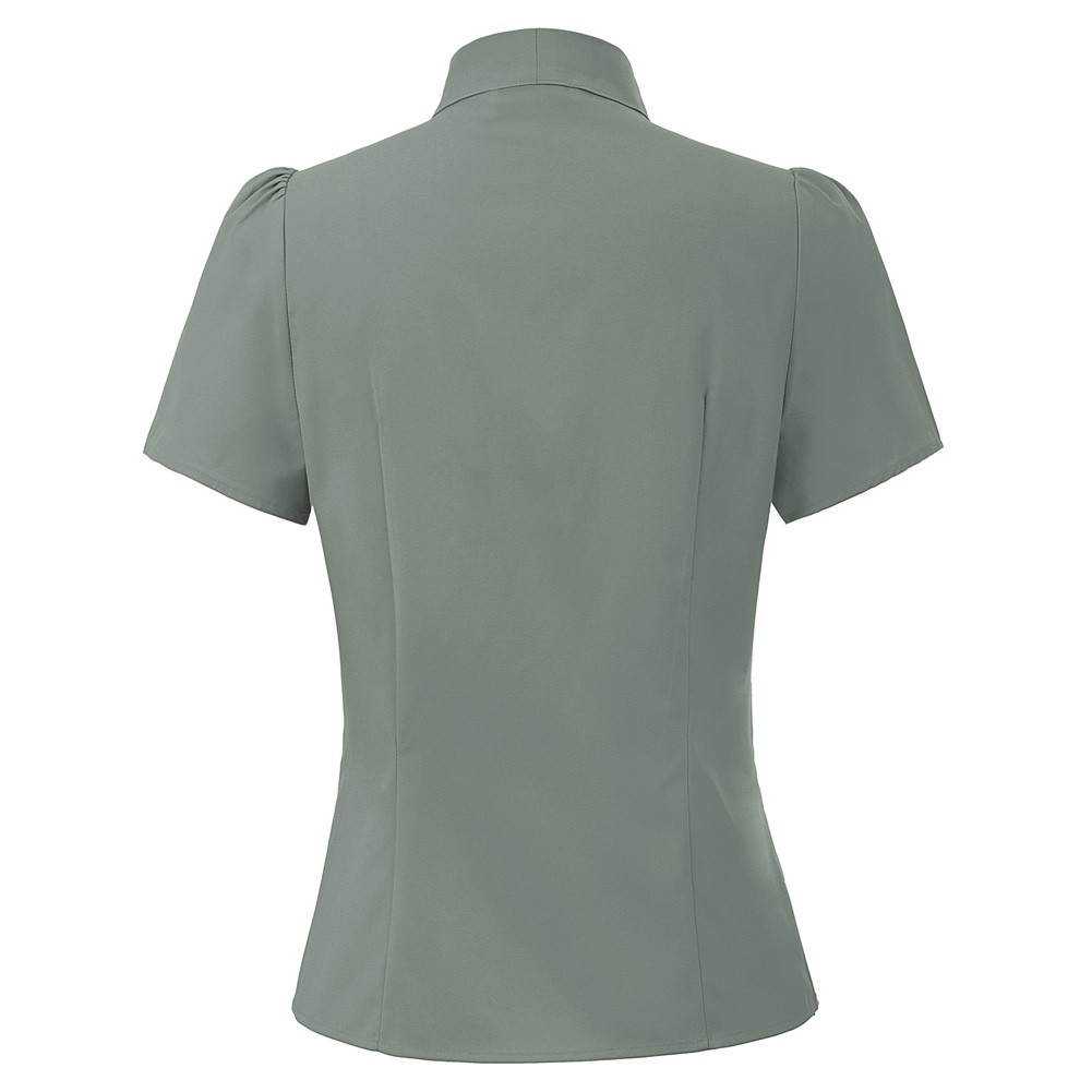 Stylish Solid Color Shirt Tops with BowKNot Adorned Short Sleeves for Women - Picture 20 of 78