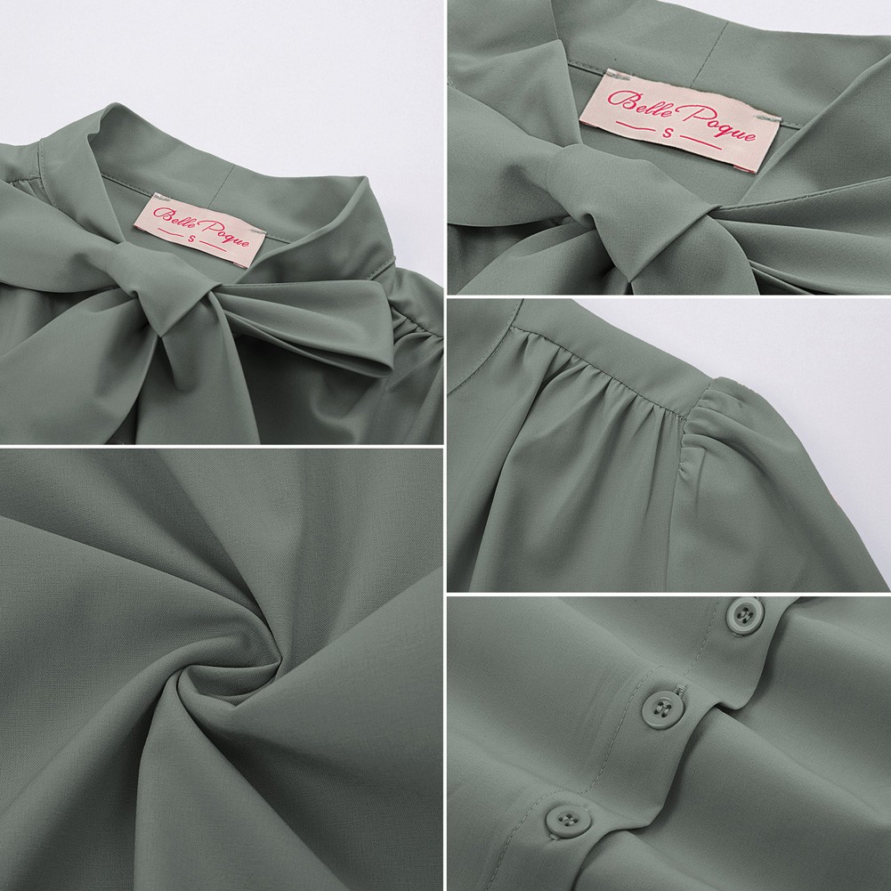 Stylish Solid Color Shirt Tops with BowKNot Adorned Short Sleeves for Women - Picture 23 of 78