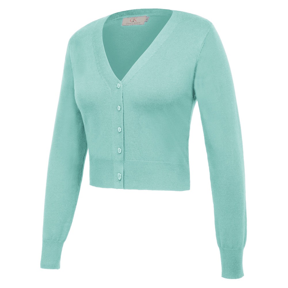 Fashion forward Knitting Coat Cardigan Women's VNeck Crop Cotton Knitwear - Picture 149 of 236