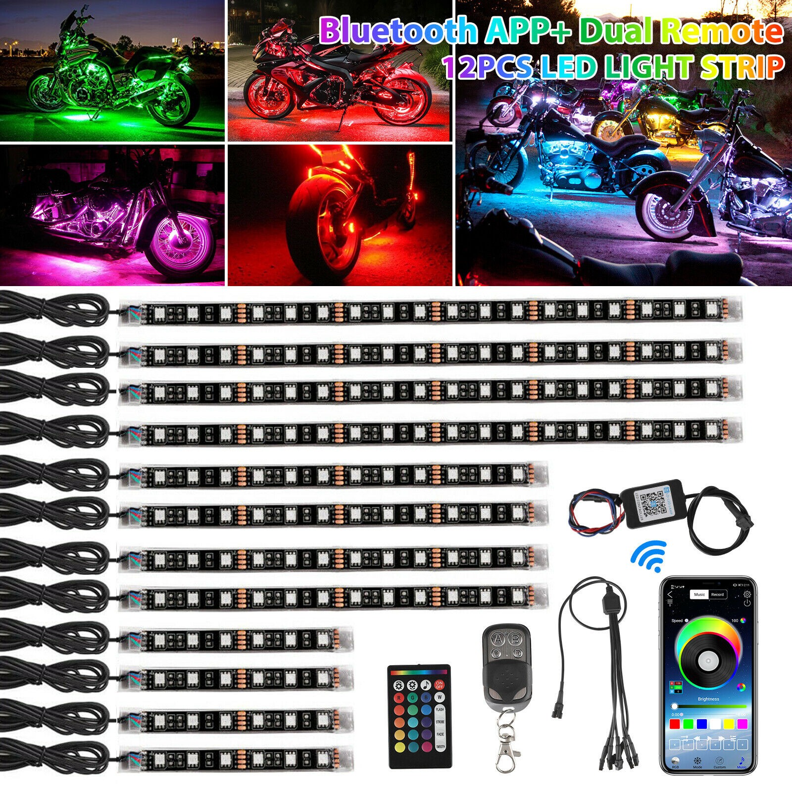 Kit strisce luminose LED moto impermeabile con design flessibile e  sincronizzazi