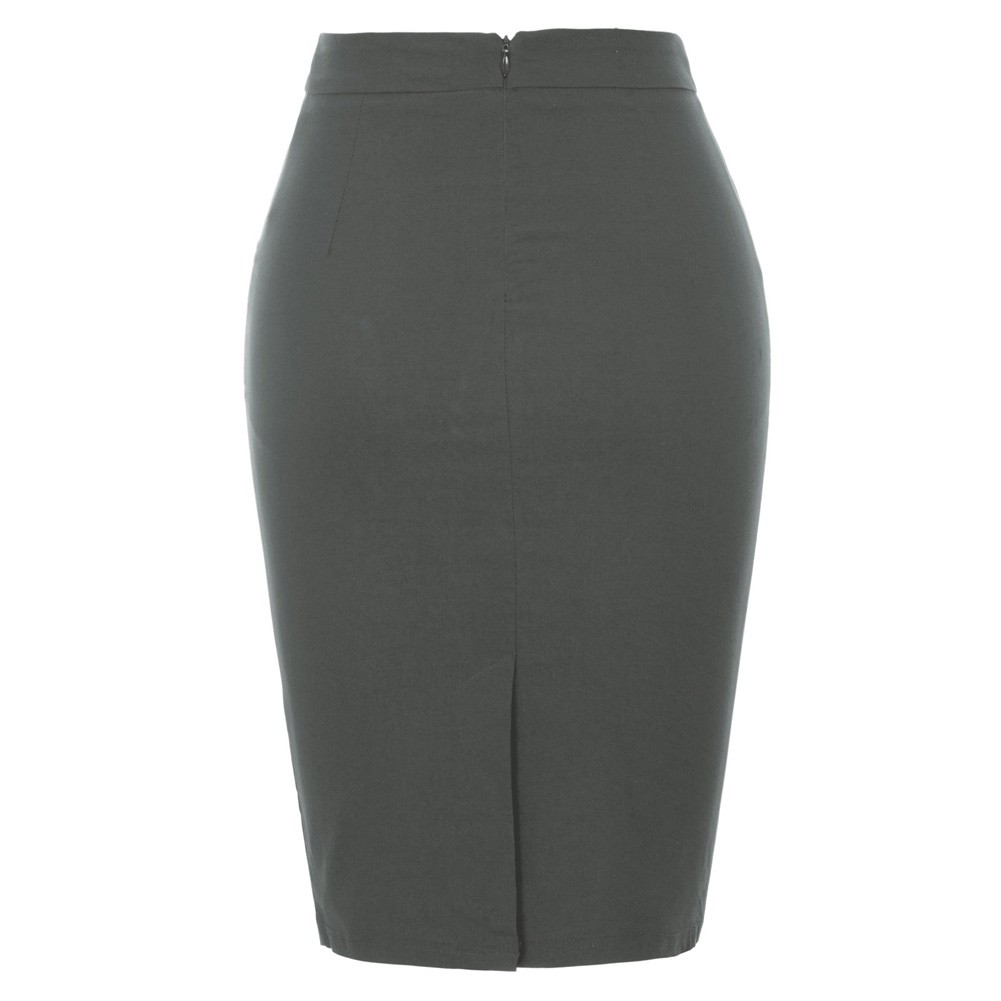 Solid Color Bodycon Skirt with Stretchy Back Split and Pockets for Women - Picture 20 of 69