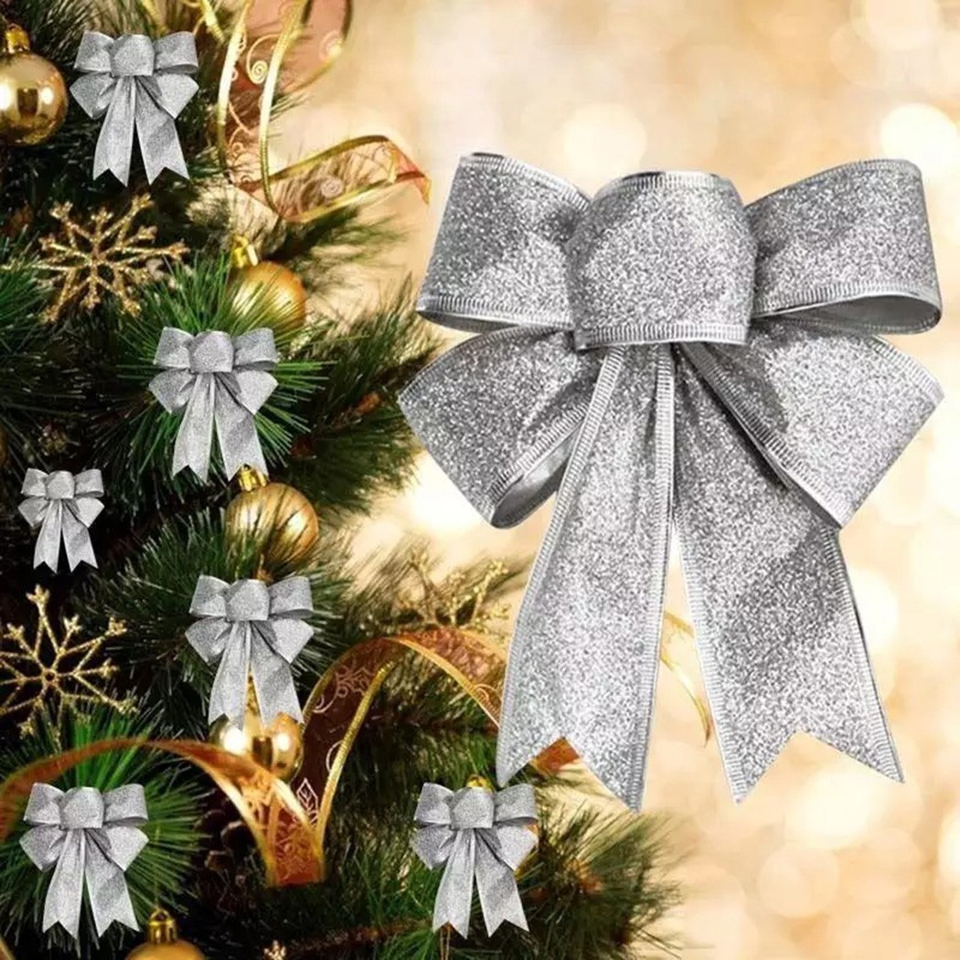 Schleifendeko Weihnachtsschleife Dekoration Weihnachtsschmuck Stoff Glitzer - Bild 39 von 40