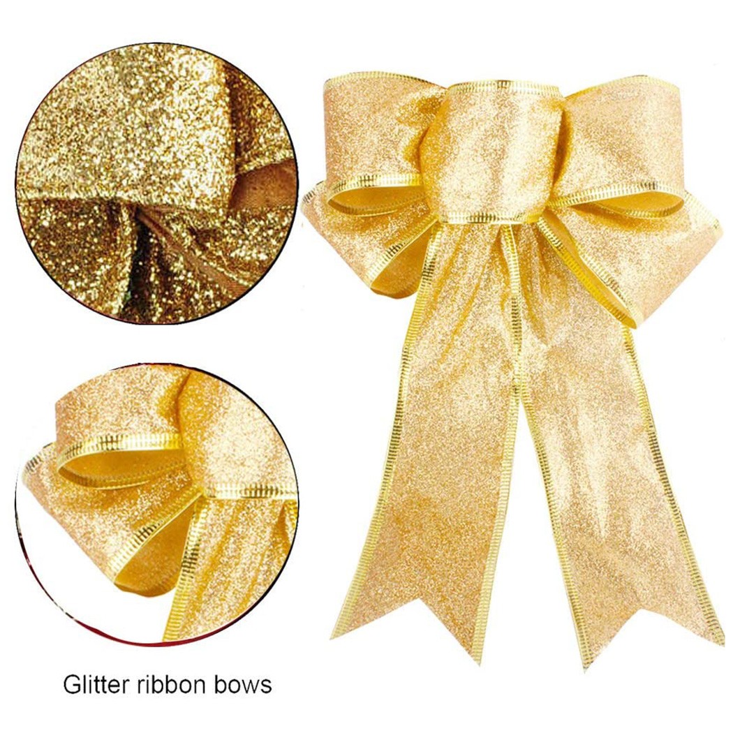 Schleifendeko Weihnachtsschleife Dekoration Weihnachtsschmuck Stoff Glitzer - Bild 21 von 40